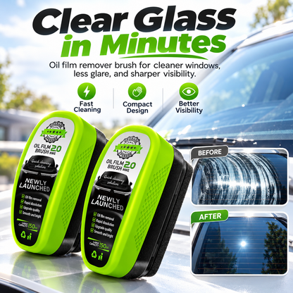 🚗✨ 2.0 Upgraded Car Glass Oil Film Remover Brush 🧽💦 | Quick & Easy Windshield Cleaning 🌧️🪟 | Remove Grease, Grime & Haze 🌟 Clearer Vision for Safer Driving 🚘💚