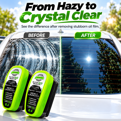 🚗✨ 2.0 Upgraded Car Glass Oil Film Remover Brush 🧽💦 | Quick & Easy Windshield Cleaning 🌧️🪟 | Remove Grease, Grime & Haze 🌟 Clearer Vision for Safer Driving 🚘💚