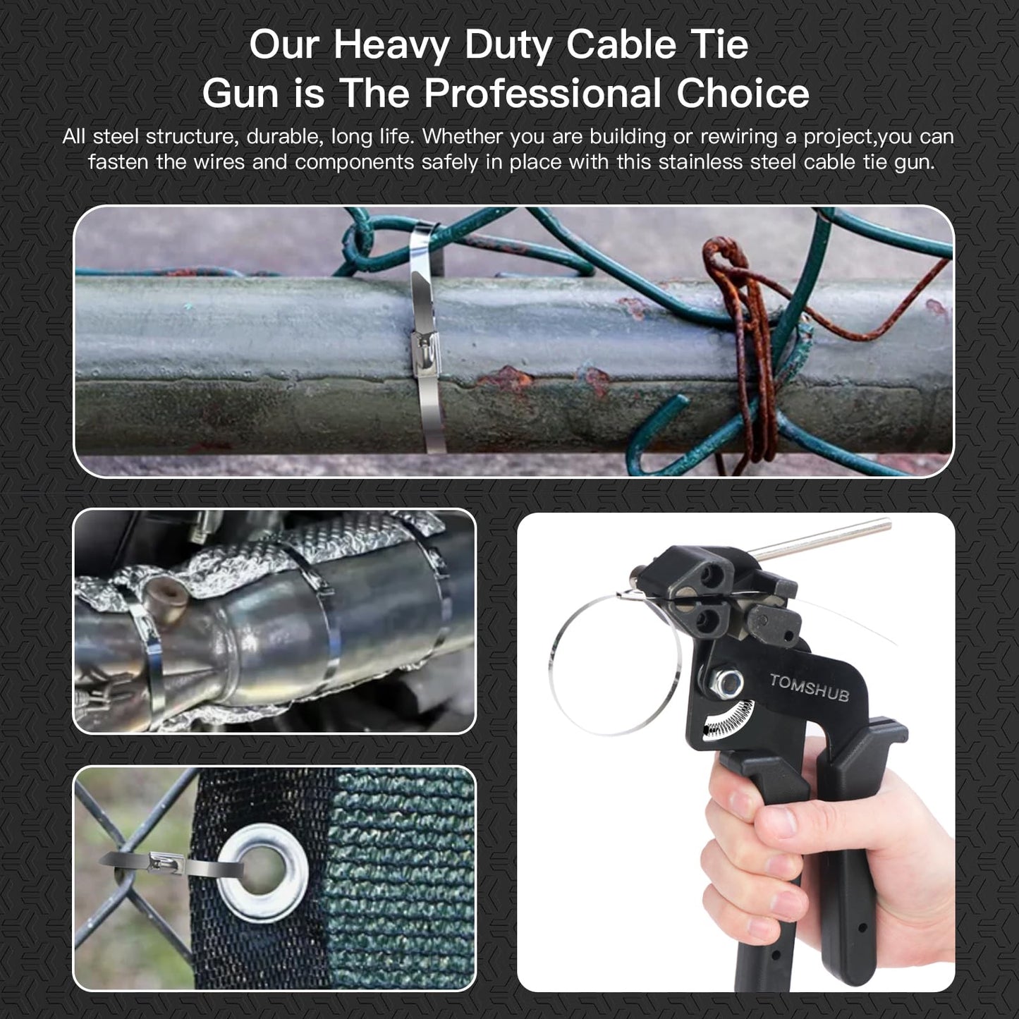🔥Stainless Steel Cable Tie Gun with Metal Zip Ties