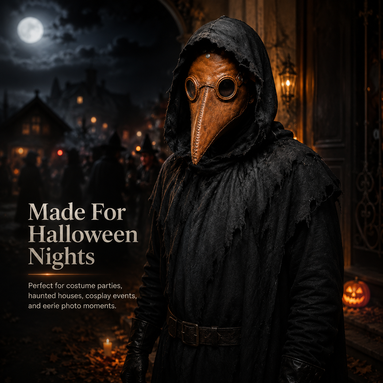 🕯️ Vintage Plague Doctor Mask & Hood – Gothic Halloween Costume Accessory