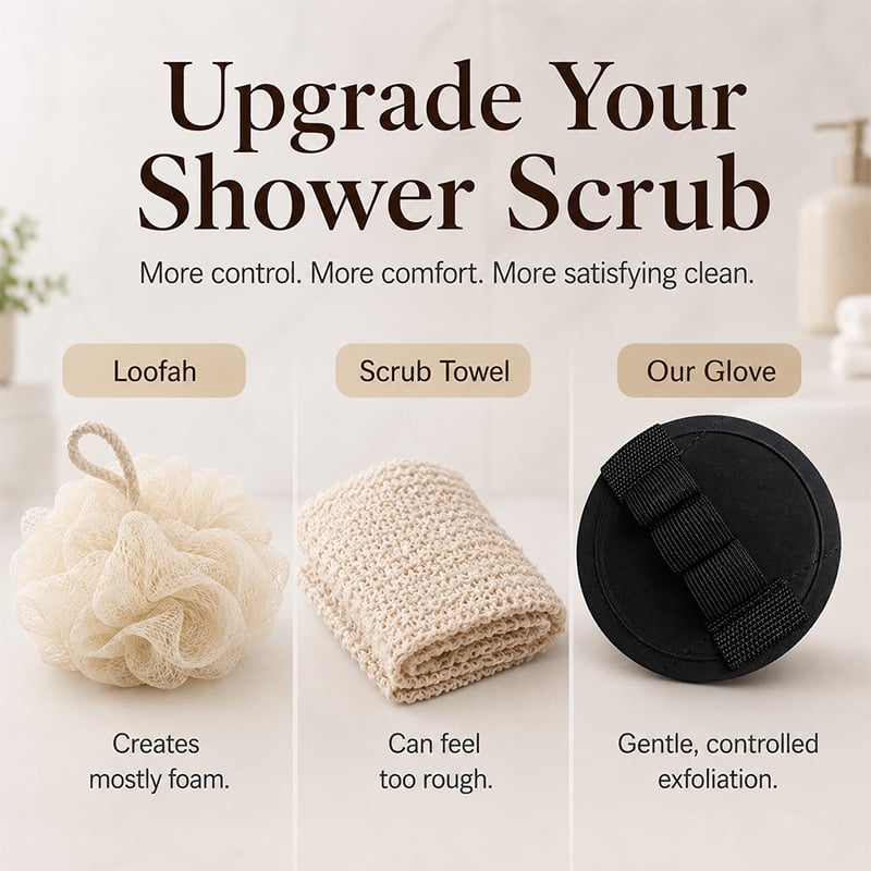 Comparison of shower exfoliating glove with common bath tools