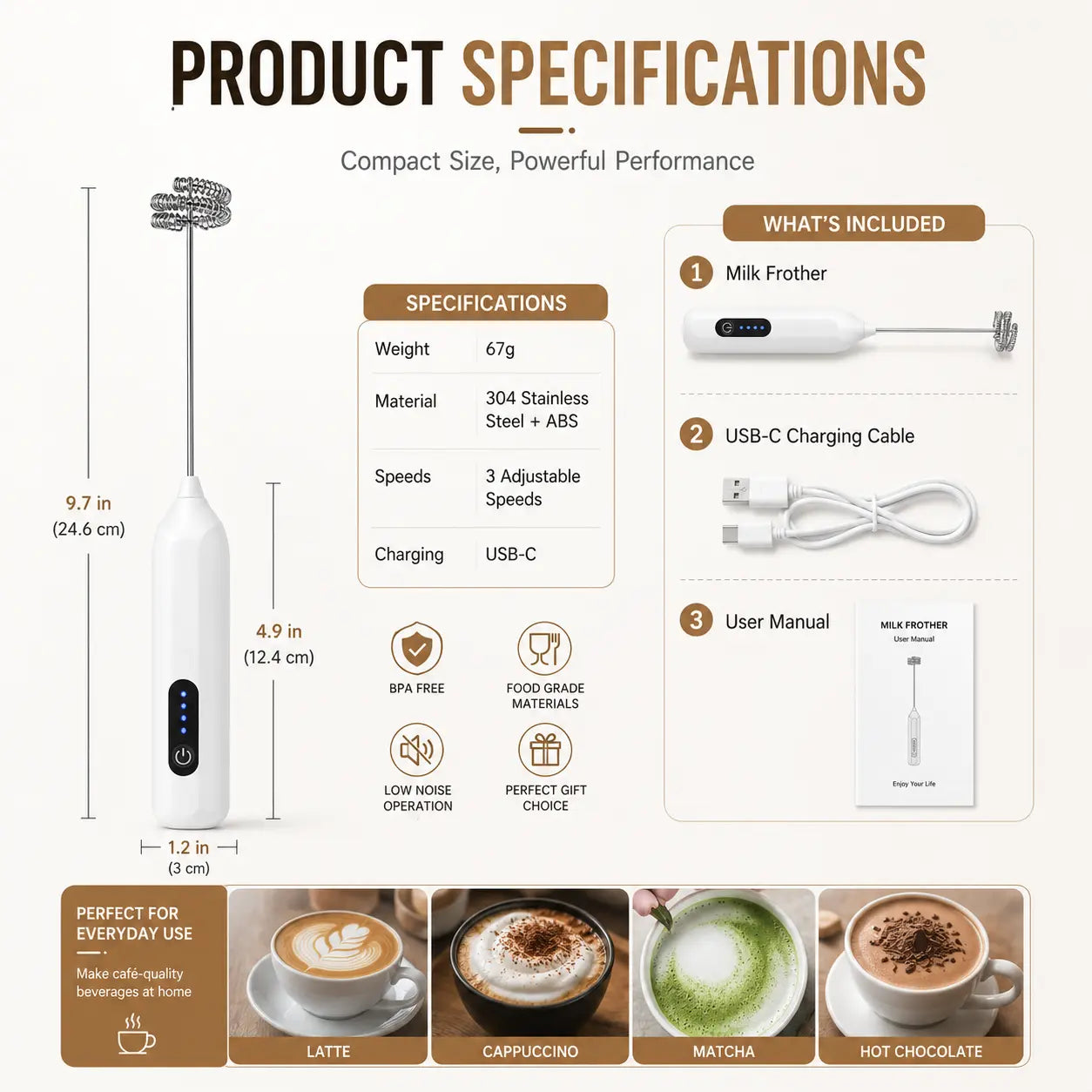 ⚡️Electric Milk Frother Handheld