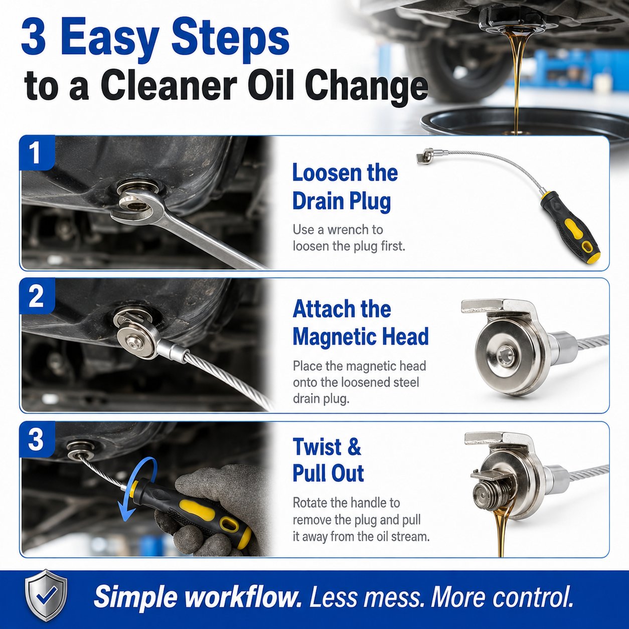 Magnetic Oil Drain Plug Remover with 14-Inch Flexible Shaft