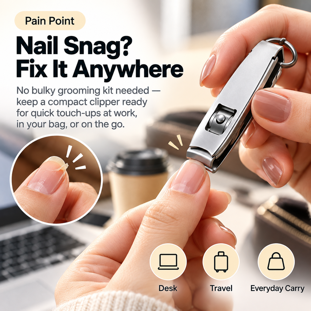 Ultra-Slim Folding Nail Clipper – 2-in-1 Portable Nail Cutter with File & Keyring
