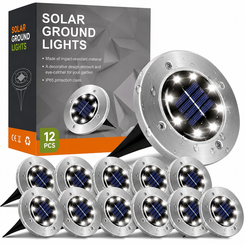 Hoodink Solar Lights for Outside,12 Pack Solar Lights Outdoor Waterproof