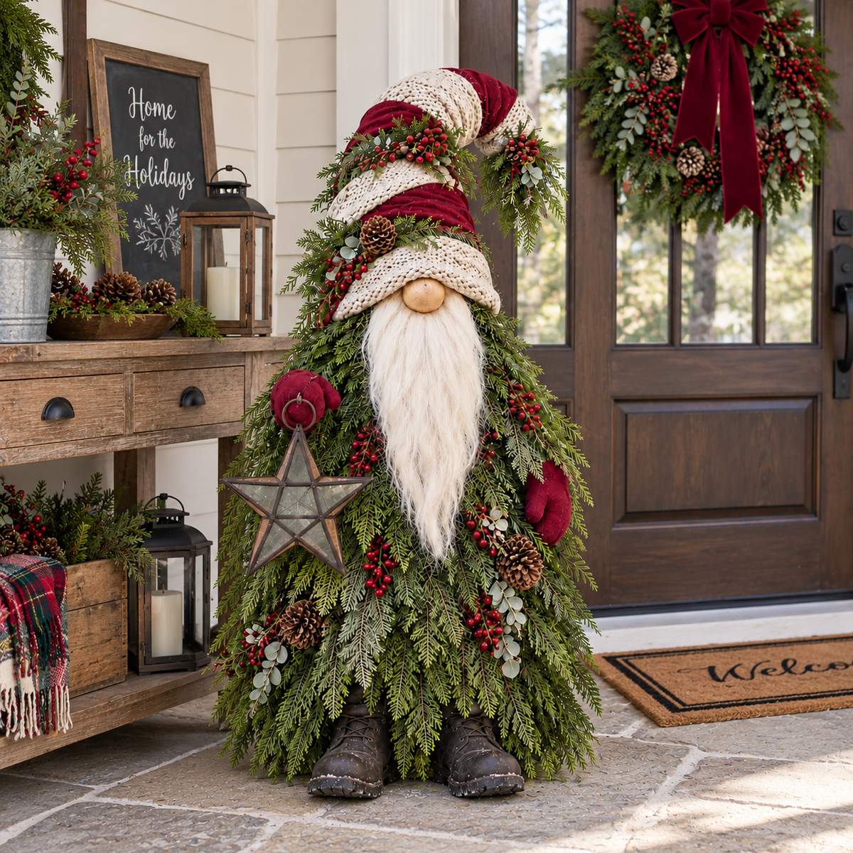 🏠Evergreen Star Gnome™ Lighted Christmas Woodland Decor