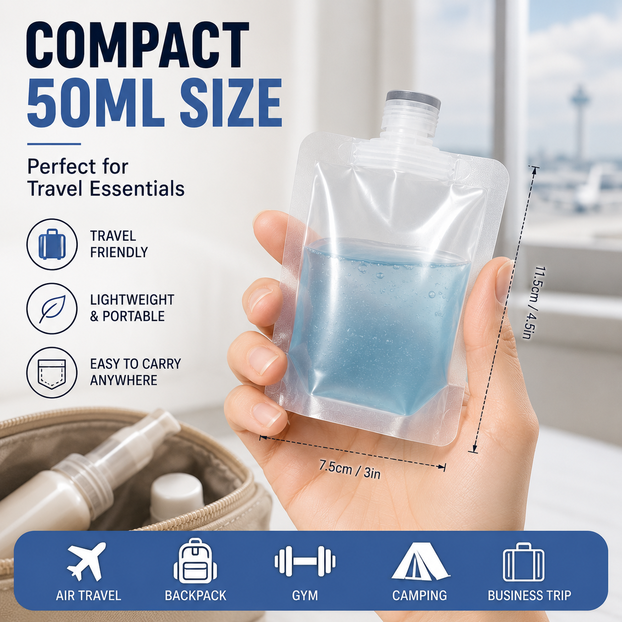 12 Counts Reusable Plastic Pouches — Versatile Liquid Carriers for Travel, Picnics & Outings