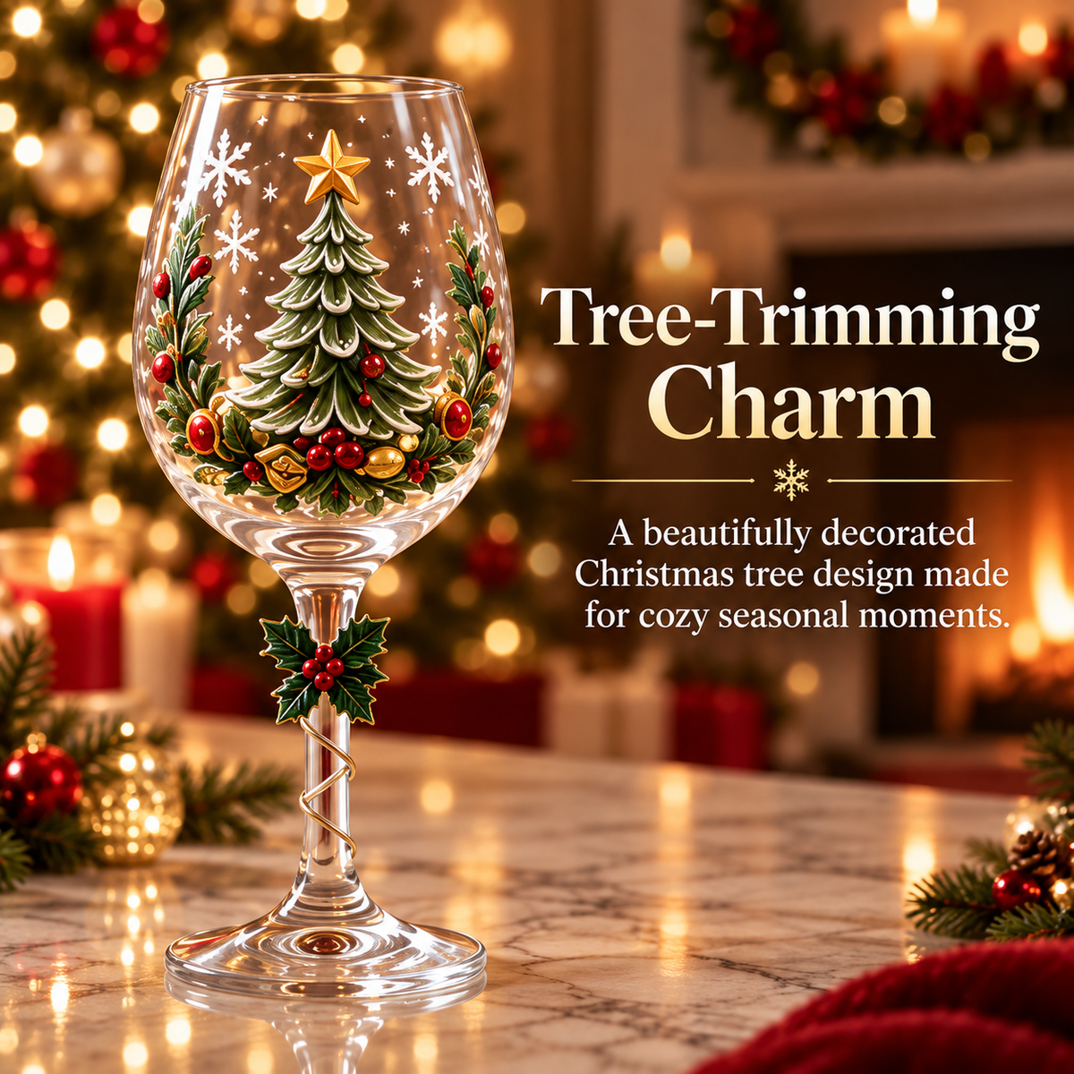 🎄🍷✨ 6-Piece Christmas Wine Glass Set 🎅❄️🎁 Festive Holiday Designs, Decorative Twisted Stems & Elegant Gift Box ❤️🥂🌟
