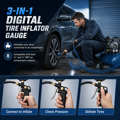 Digital Tire Pressure Gauge with Inflator – 250 PSI