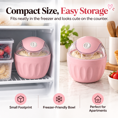 🍦 Mini Homemade Ice Cream Maker – Compact One-Touch Frozen Dessert Machine