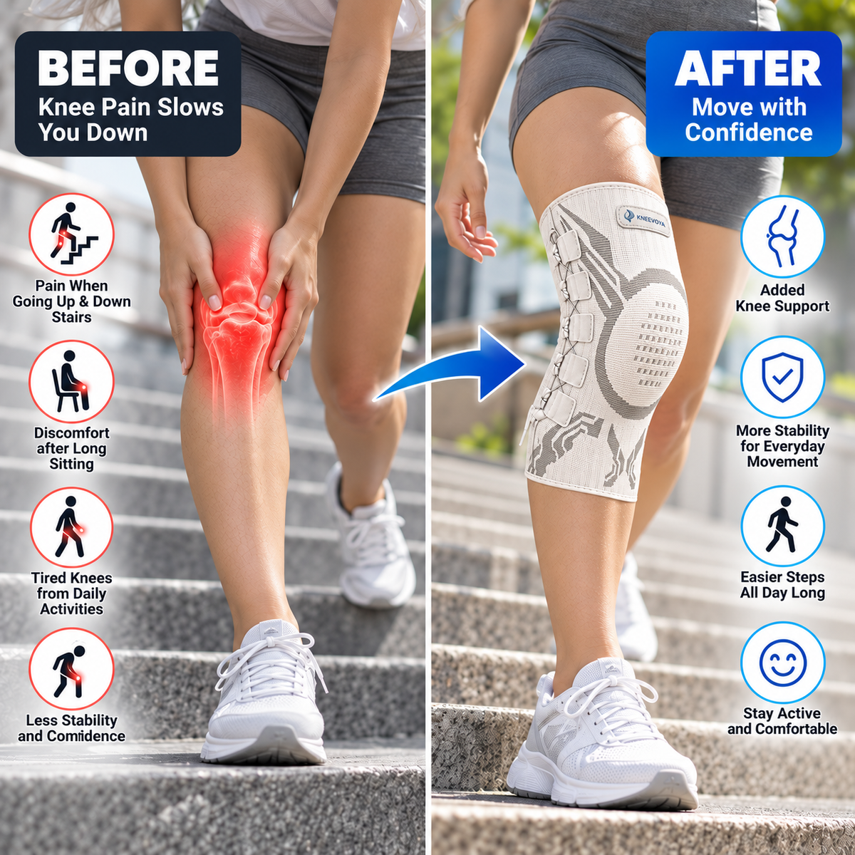 🦵Adjustable Lace-Up Knee Support Sleeve – Breathable Everyday Support