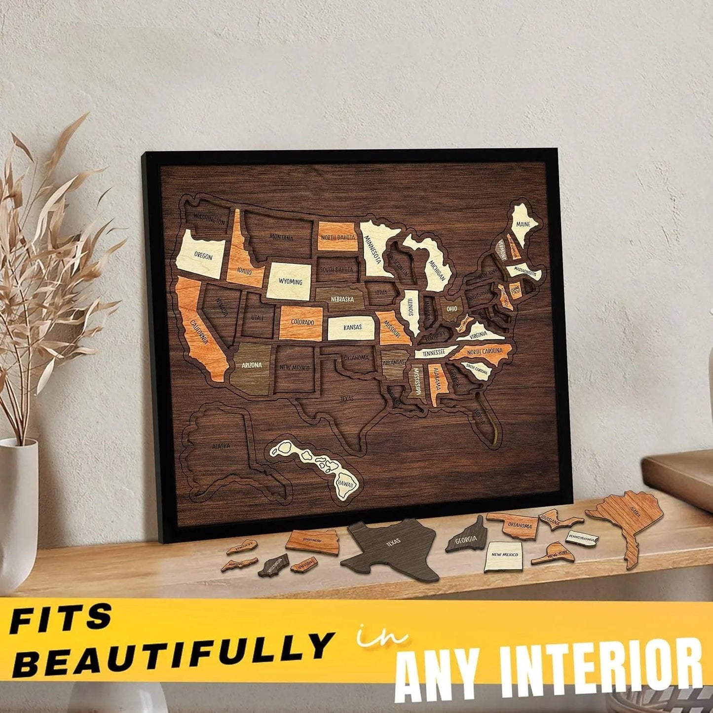 🔥Wooden USA Travel Map Puzzle – Turn Every Trip Into a Memory🧩