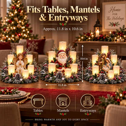 Christmas Lighted Centerpiece with Flameless Candle Glow