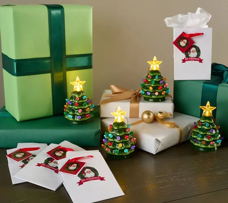 Christmas Set of 4 Mini Nostalgic Tree Ornaments with Gift Bags