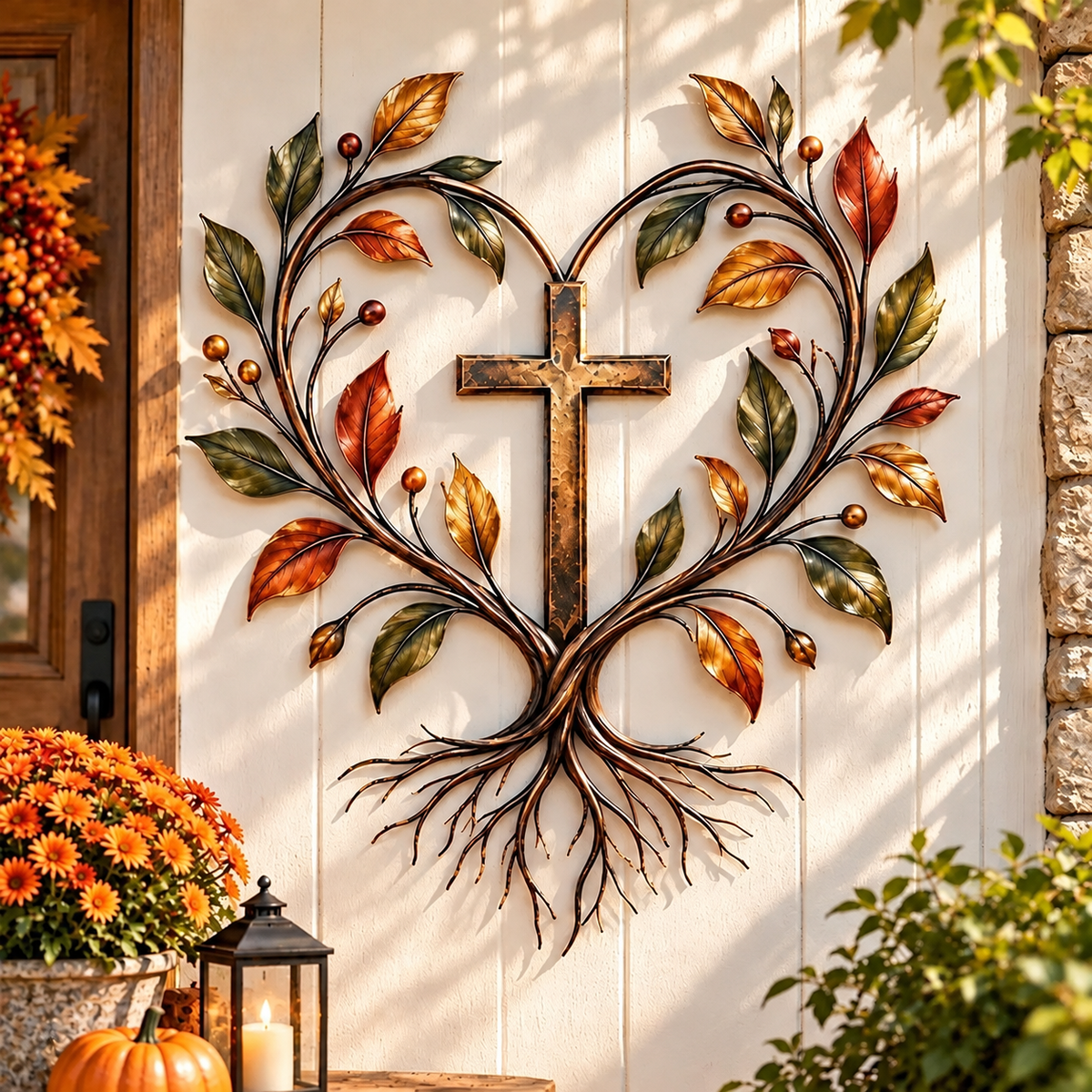 ✝️🍂 Autumn Cross & Pumpkin Metal Wall Art 🎃🌾 | Faith-Inspired Fall & Farmhouse Decor ✨🏡