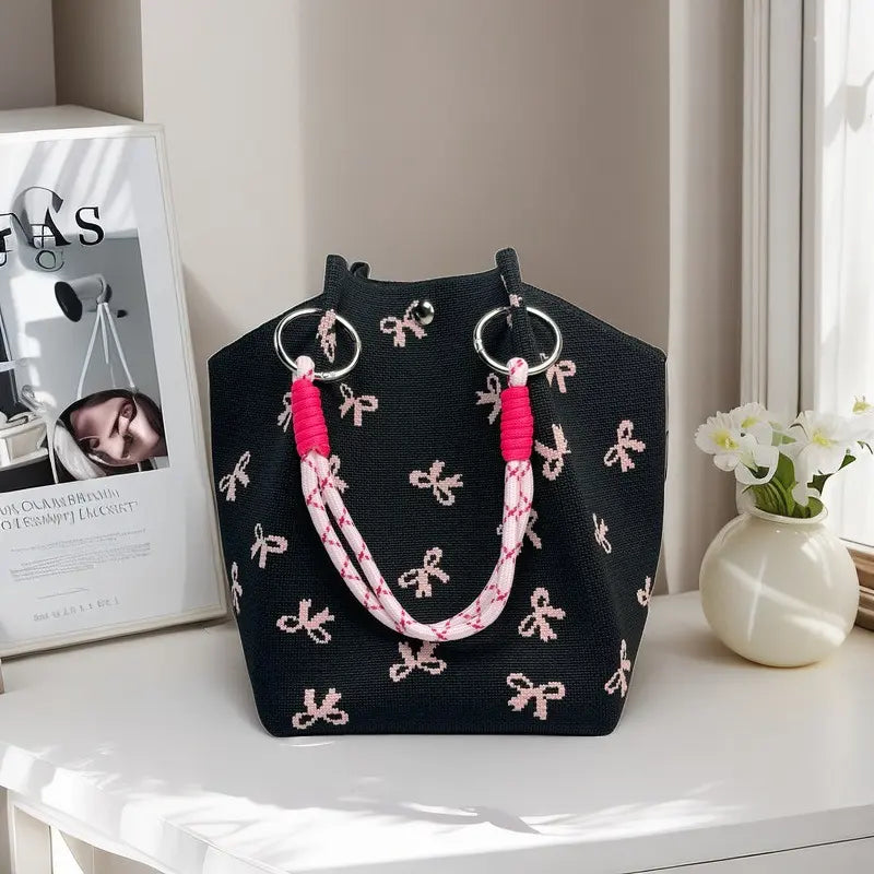 👜Boho Woven Polyester Bucket Bag