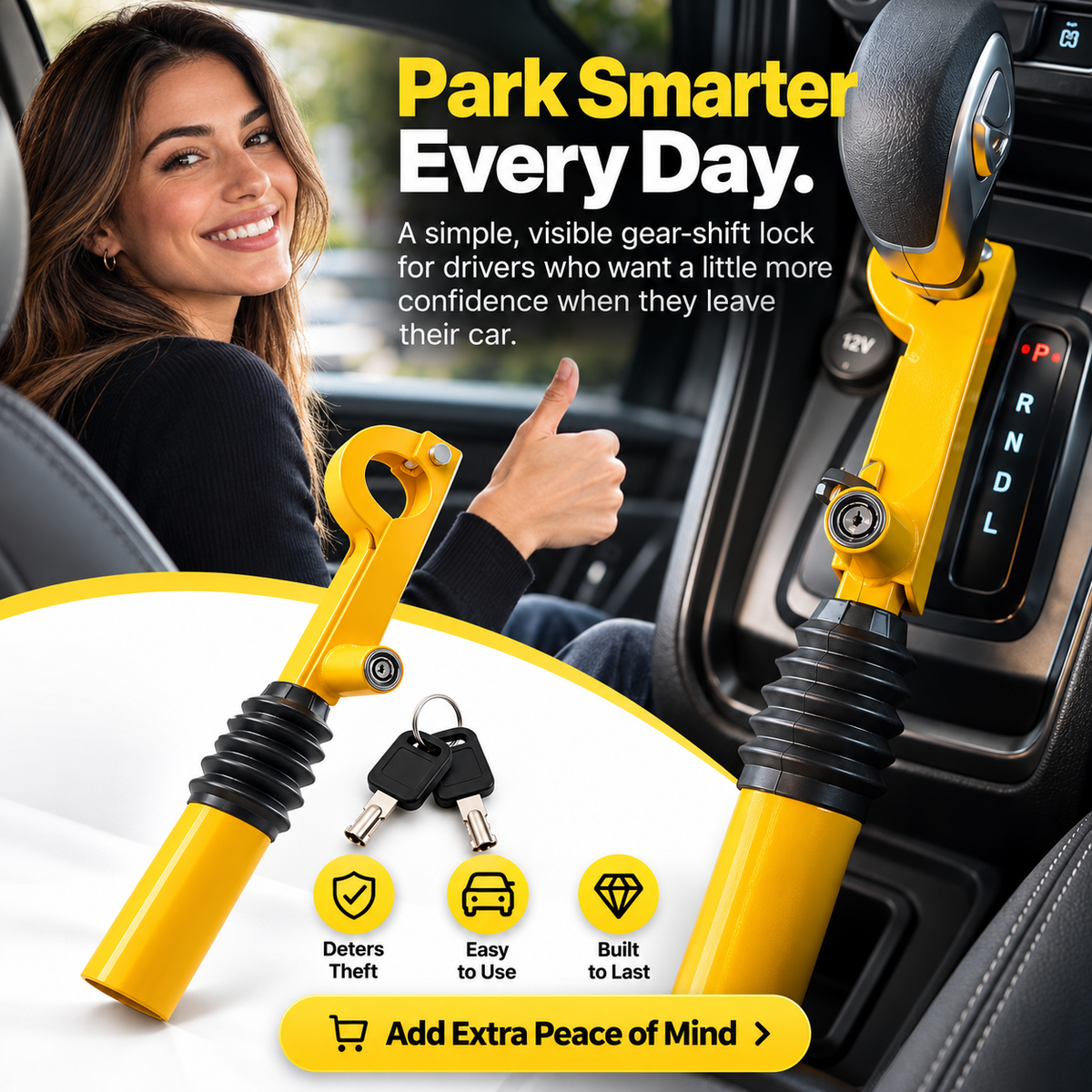 🚗🔒 Heavy-Duty Anti-Theft Gear Shift Lock 🔐🛡️ | Universal Car Security Lock 🚘✨ Easy Installation & Keyed Protection 🔑💪