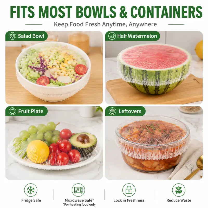 🥗🍽️100PCS Stretch Bowl Covers – Freshness Sealed, Waste Reduced
