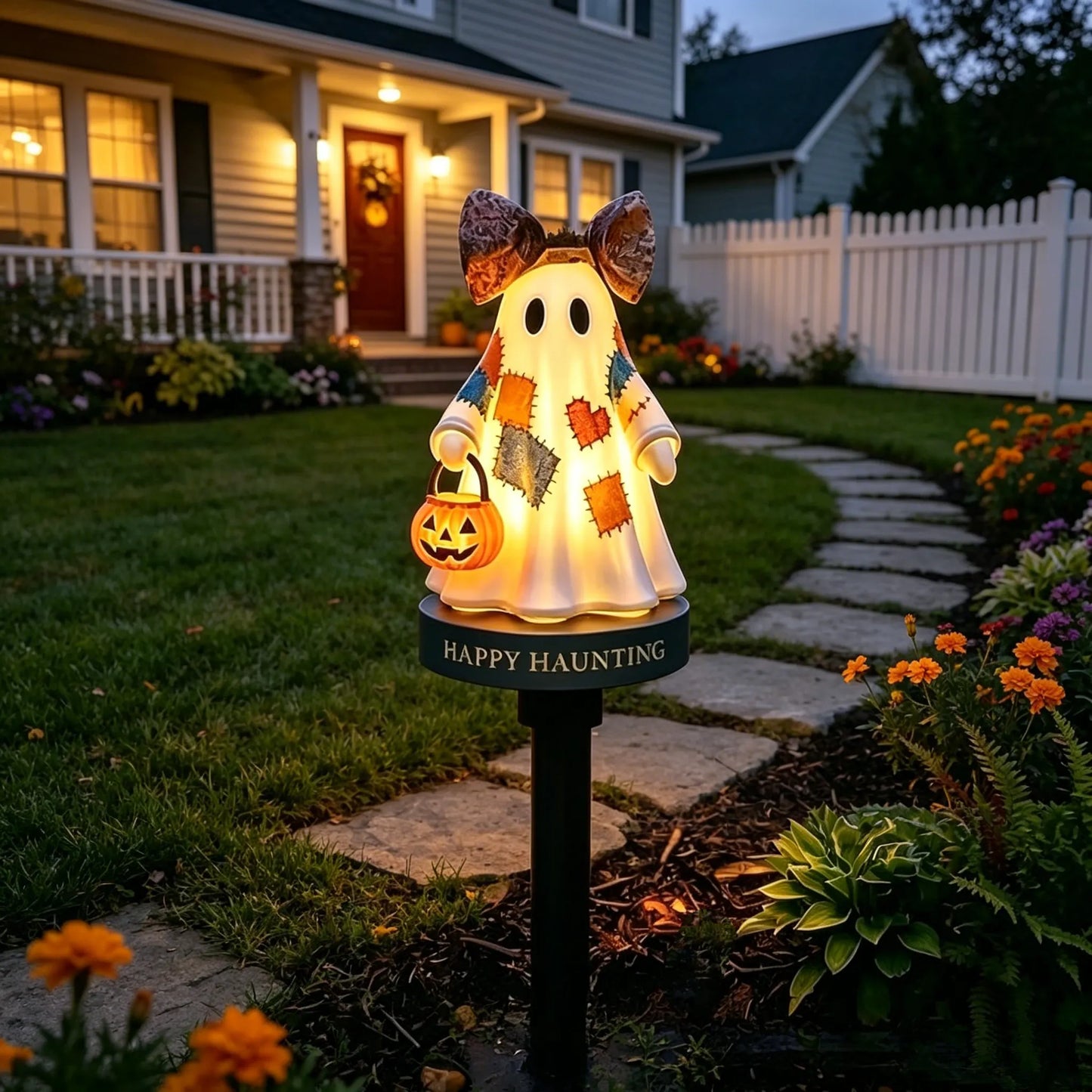 TODAY'S SPECIAL OFFER-50% OFF🎃 Solar Lighted Vintage Patchwork Ghost Garden Light