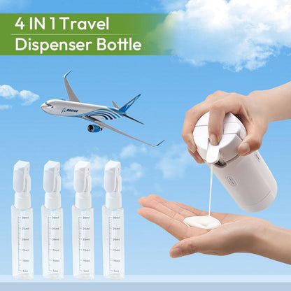 One Bottle. Four Essentials. Zero Leaks|4-in-1 Travel Dispenser Bottle
