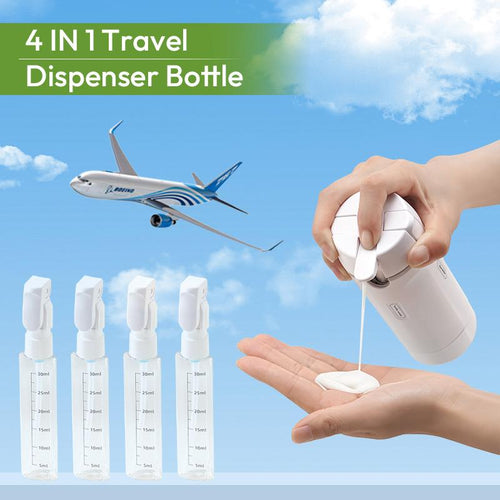 One Bottle. Four Essentials. Zero Leaks|4-in-1 Travel Dispenser Bottle