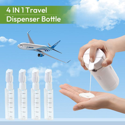 One Bottle. Four Essentials. Zero Leaks|4-in-1 Travel Dispenser Bottle