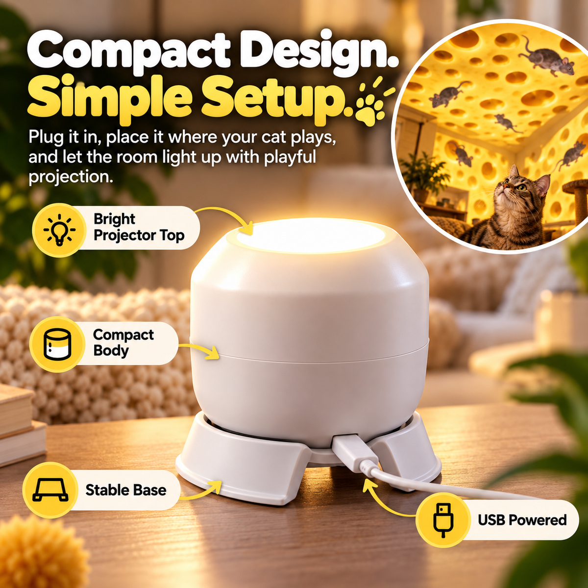 🐱Cat Mouse Chase Projector – Turn Any Room Into a Play Zone
