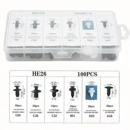 Expansion Screw Clips Set for Automobiles Mudguard Leaf Plates Door Panel Clips(100 PCS)
