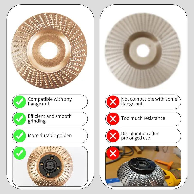 3-Piece Wood Carving Disc Set – Flat, Curved & Inclined Grinder Wheels