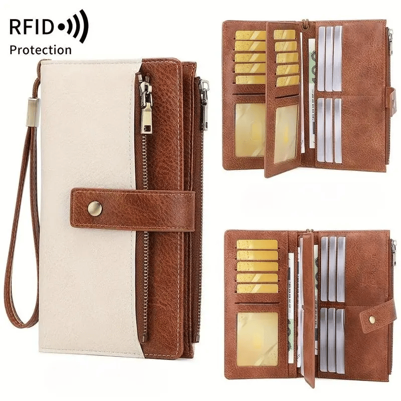 🔥Last Day 49% OFF-Women's long wallet, stylish clutch, elegant solid color RFID blocking wallet