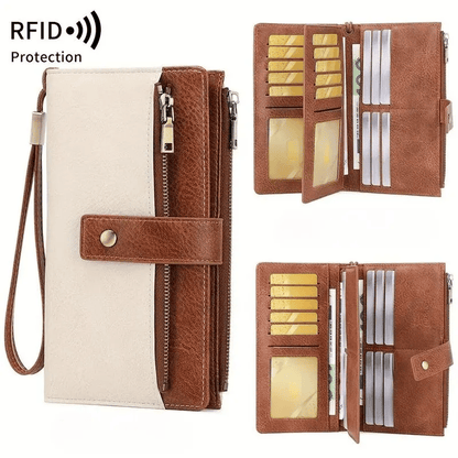 🔥Last Day 49% OFF-Women's long wallet, stylish clutch, elegant solid color RFID blocking wallet