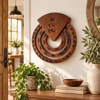 🗓️ Wooden Perpetual Wall Calendar – Set the Date, Enjoy It Year After Year