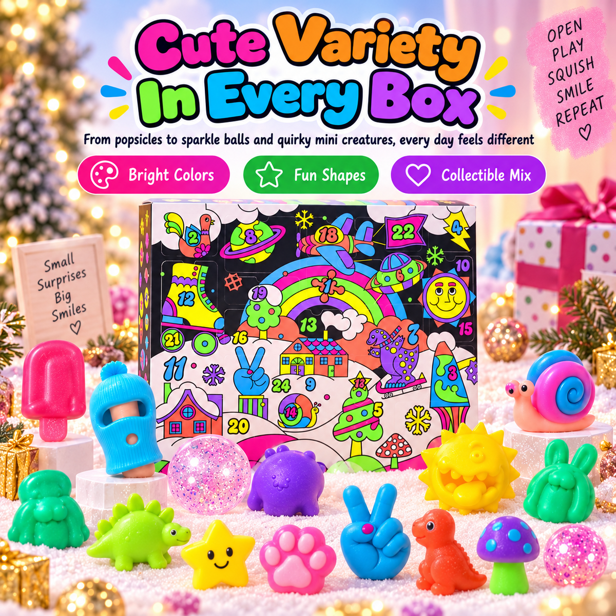 🎁✨24-Day Squishy Toy Advent Calendar – Mini Fidget Surprise Gift Set🎄
