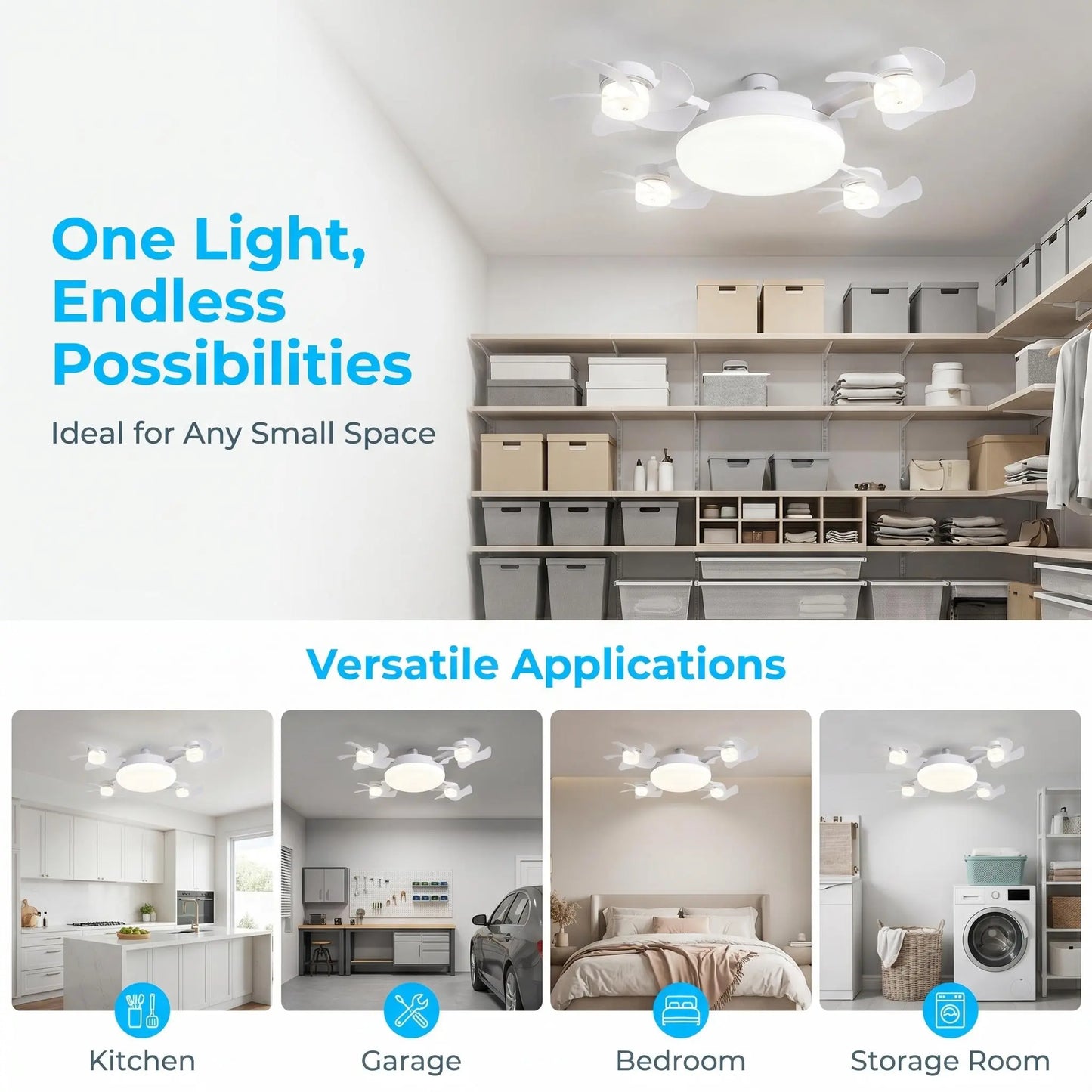 2026 New E27 Socket Ceiling Fan Light - 2-in-1 Silent LED Fan with Remote Control, Energy-Saving Cooling & Lighting Combo for Home Bedroom summervibes