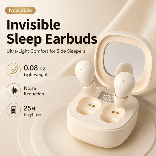 Invisible Sleep Earbuds – Ultra-Light Noise Cancelling Earbuds for Side Sleepers with 25H Battery Life