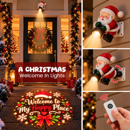 Santa Christmas projector character with red suit and green mittens