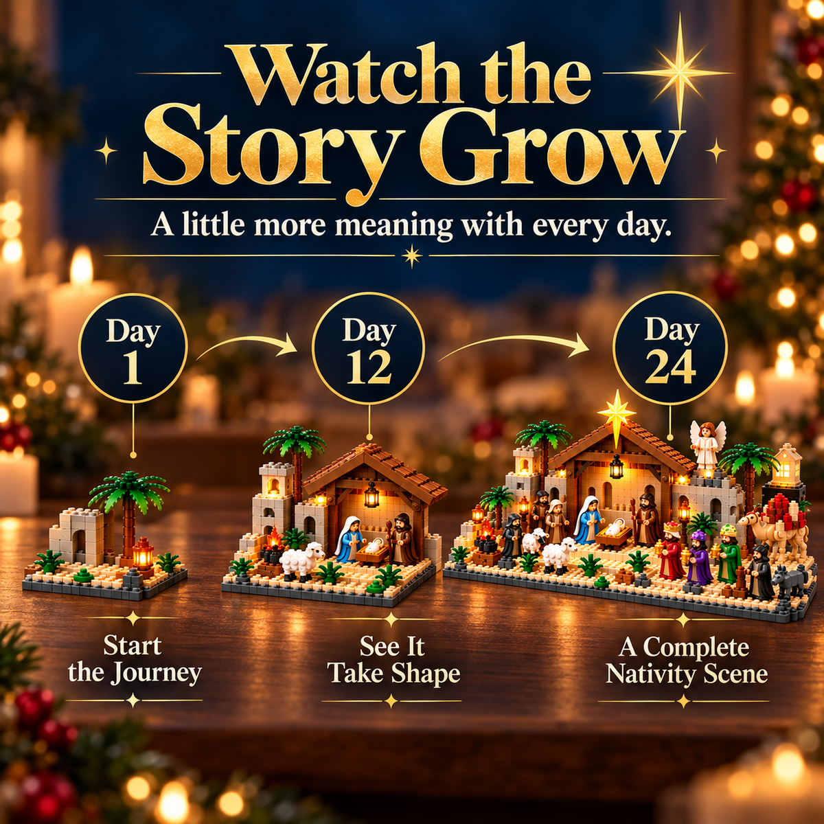 🎄 Nativity Building Advent Calendar ✨| 24 Daily Builds to Create a Complete Christmas Scene 🧱