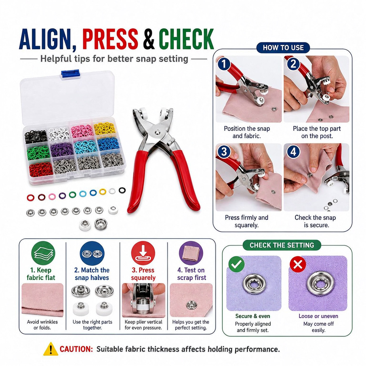 🧵✨ No-Sew Snap Button Kit with Hand Press Pliers 🌈🔧 — Product image 5