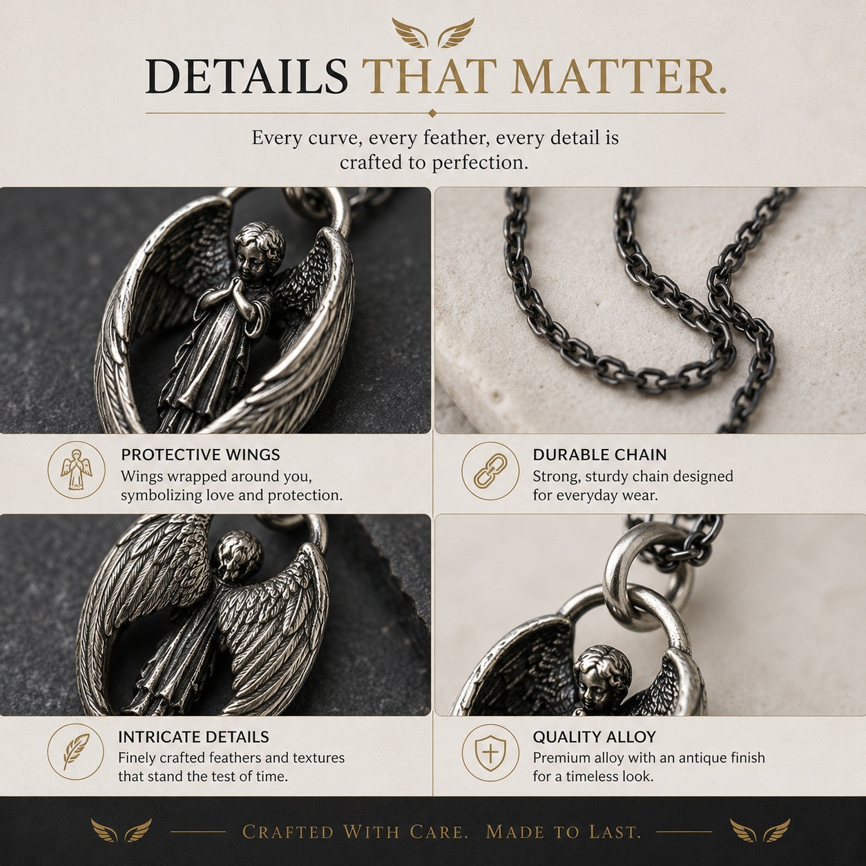 Guardian Angel Wings Necklace|Wear Your Faith. Carry Your Guardian Angel Every Day.