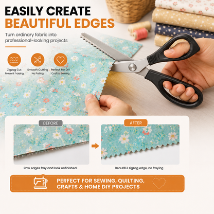 ✂️ Professional Pinking Shears – Stainless Steel Zigzag Fabric Cutting Scissors