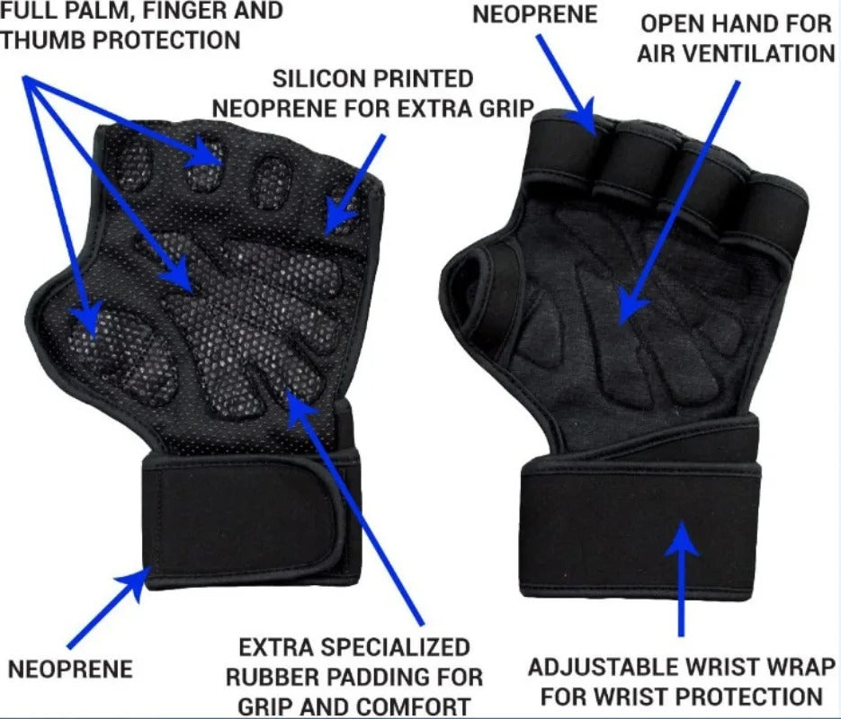 🎖️Weight Lifting Gloves with Built-in Wrist Support & Full Palm Protection
