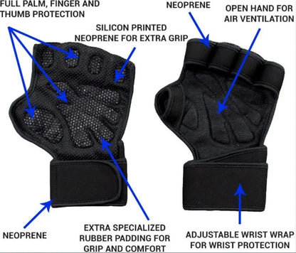 🎖️Weight Lifting Gloves with Built-in Wrist Support & Full Palm Protection