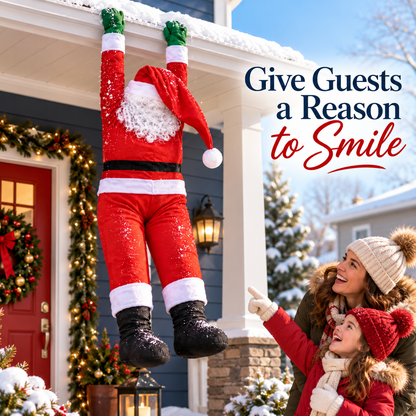 Festive hanging Santa décor decorating a home