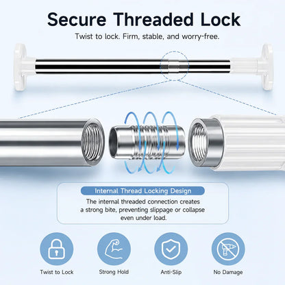 Drill-Free Adjustable Tension Rod – No Drilling, No Damage