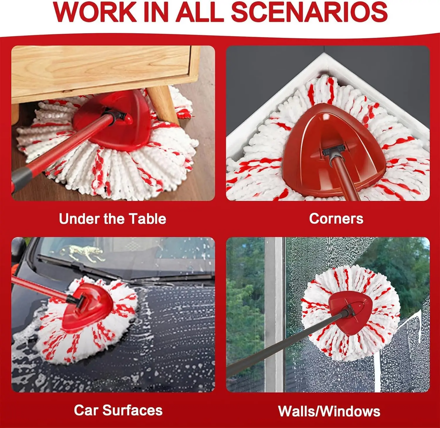 🔥 Last Day 49% OFF✨3 Pack Spin Mop Heads Replacements with Scrubbing Pad