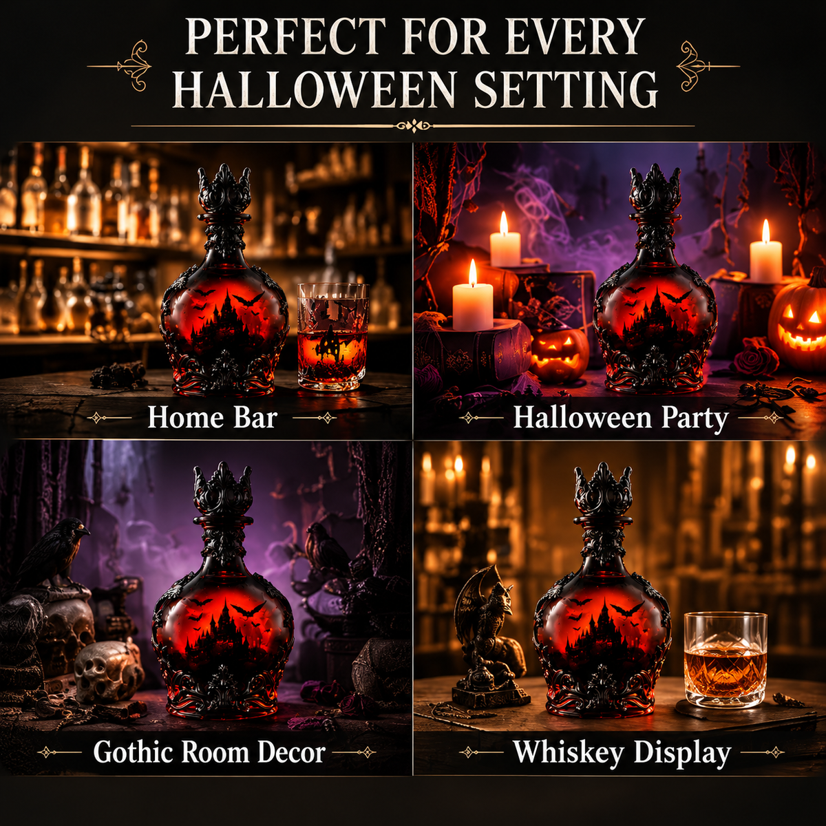Halloween Gothic potion bottle in candlelight