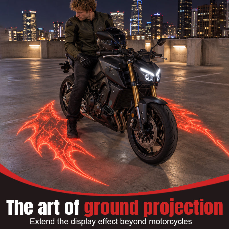 🏍️🔥 Motorcycle Devil Wing Ground Projection Lights – Red Gothic Bat Wing LED Projectors, Custom Nighttime Bike Accent Lights 🦇✨