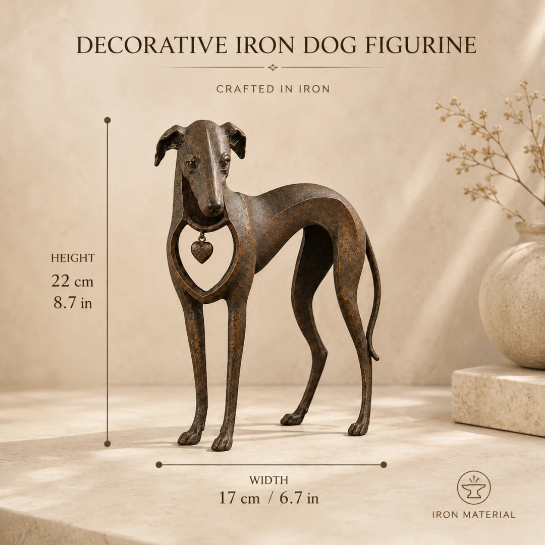 Sighthound sculpture size approximately 22 cm by 17 cm