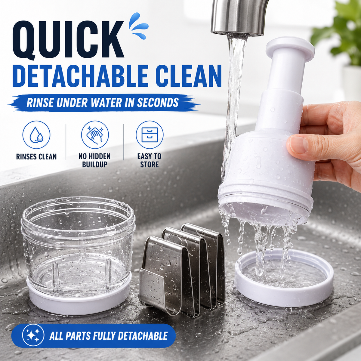 10-Second Quick-Prep Vegetable Chopper – Easy Press Food & Garlic Slicer