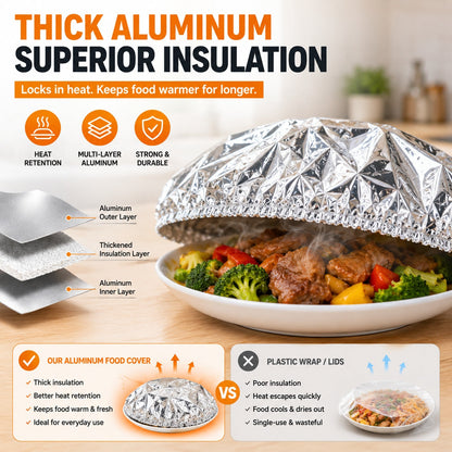 🔥50PCS Reusable Aluminum Food Cover – Keep Meals Warm, Fresh & Ready to Serve